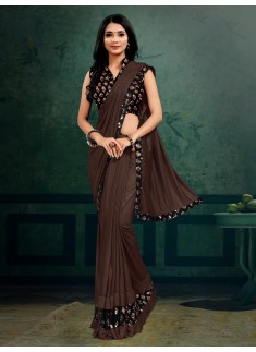 Party Wear Butterfly Pallu saree With Contrast Heavy Sequin Work Blouse Piece