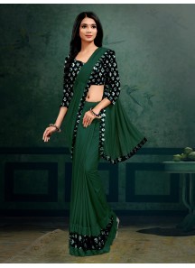 Party Wear Butterfly Pallu saree With Contrast Heavy Sequin Work Blouse Piece