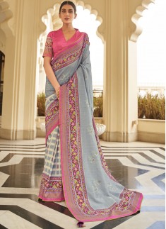 Patola Print Crepe Material Saree With Contrast Bl