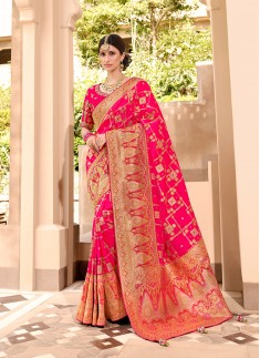 Pink Gaji Silk Trendy Saree