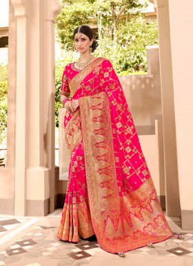 Pink Gaji Silk Trendy Saree