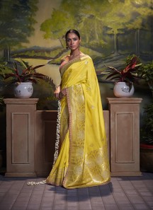 Pretty Yellow Weaving Silk Contemporary Saree