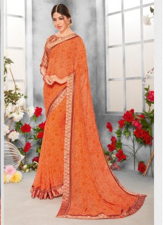 printed saree with digital border with digital boluse