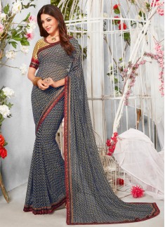 printed saree with digital border with digital boluse