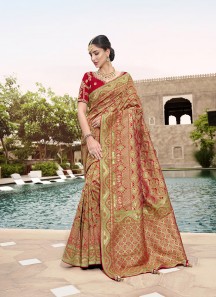 Red Weaving Silk Classic Saree