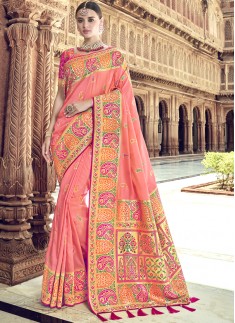 Rich Look Banarsi Silk Saree With Jari Weaving And Hevy Blouse Piece