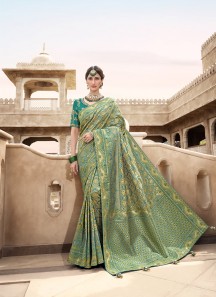 Sea Green Silk Weaving Contemporary Saree