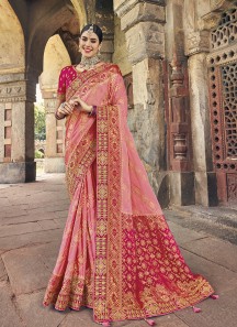 Silk Pink Weaving Classic Saree