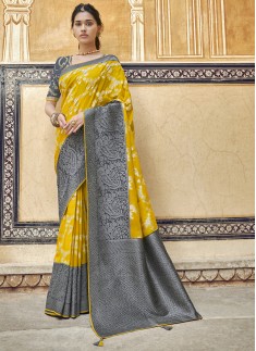 Skirt Border Saree With All Over Weaving Saree With Heavy Work Blouse Saree