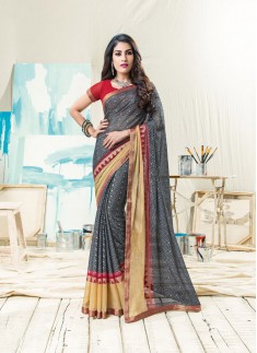 Skirt Border Stylr Saree With Contrast Blouse