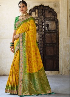 Stylish Dola Silk Saree With Contrast heavy Work B