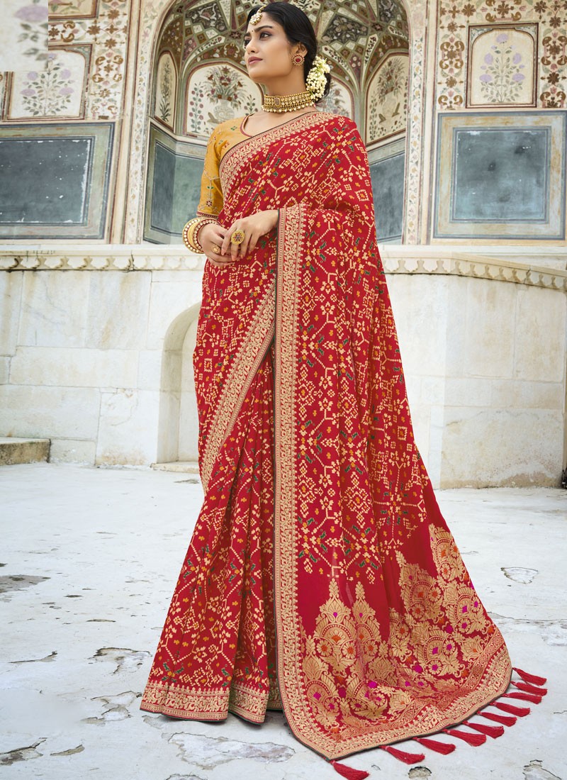 latest saree with heavy blouse