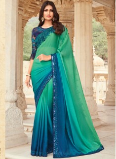 Stylish Small Border Saree With Contrast Designer Heavy Blouse Piece