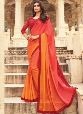 Stylish Small Border Saree With Designer Heavy Blouse Piece