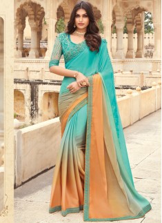 Stylish Small Border Saree With Designer Heavy Blouse Piece