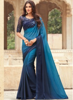 Stylish Small Border Saree With Designer Heavy Blouse Piece