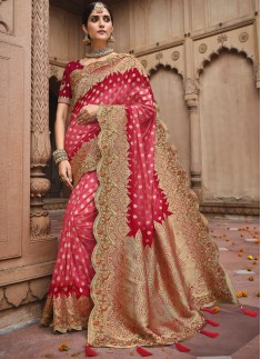 Stylish Soft Banarasi Silk Material Saree With Hea