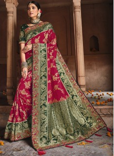 Stylish Soft Banarasi Silk Material Saree With Hea