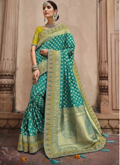 Stylish Soft Banarasi Silk Material Saree With Hea