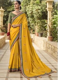 Stylish Soft Silk Saree With Light Work Including Contrast Banarasi SIlk Blouse Pice