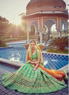 Superb Raw Silk Patch Border Work A Line Lehenga Choli