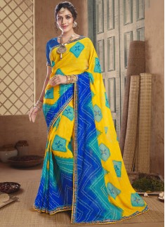 Traditional Bandhani Saree With Simple Blouse Piece