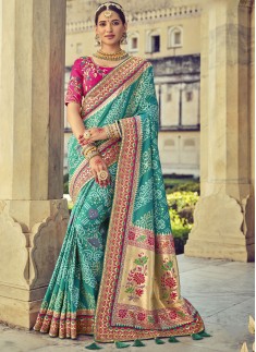 Traditional Bandhej Patola Pure Silk Saree With He