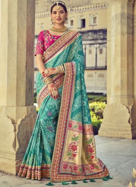 Traditional Bandhej Patola Pure Silk Saree With Heavy work Blouse Piece