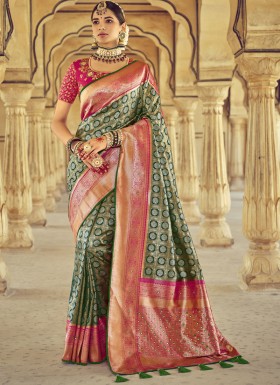 Traditional Kanjivaram Pure Silk Saree With Heavy work Blouse Piece