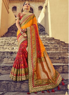 Traditional Patan Patola Pure Silk Saree With Heav