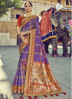 Traditional Bandhej Patola Pure Silk Saree With He