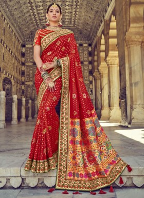 Traditional Patan Patola Pure Silk Saree With Heavy work Blouse Piece