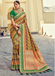 Traditional Patan Patola Pure Silk Saree With Heavy work Blouse Piece