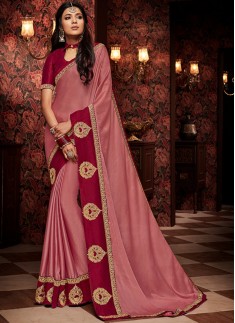 Unique Soft Silk Material Saree With Contrast Blouse