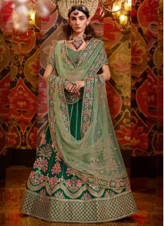 Unique Work Lehenga Choli With Contrast Net Material Dupatta