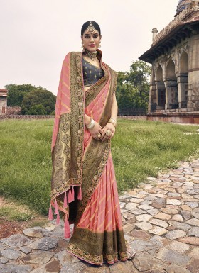 Weaving Silk Pink Contemporary Saree