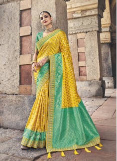 Yellow Weaving Silk Classic Saree